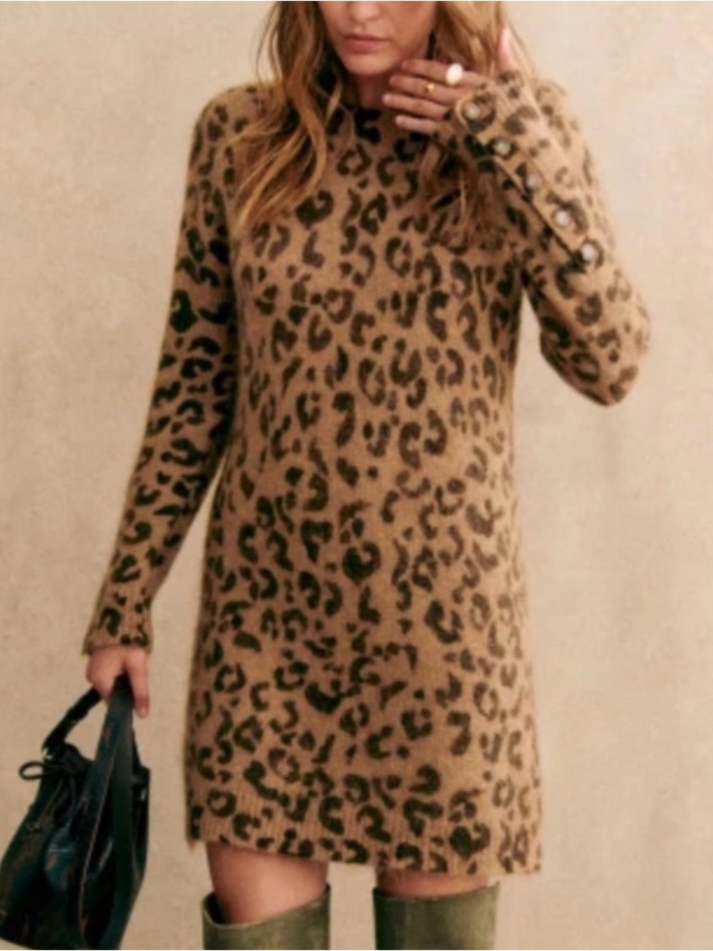 Sezane Fanie Sweater Dress Leopard XS - Picture 4 of 7